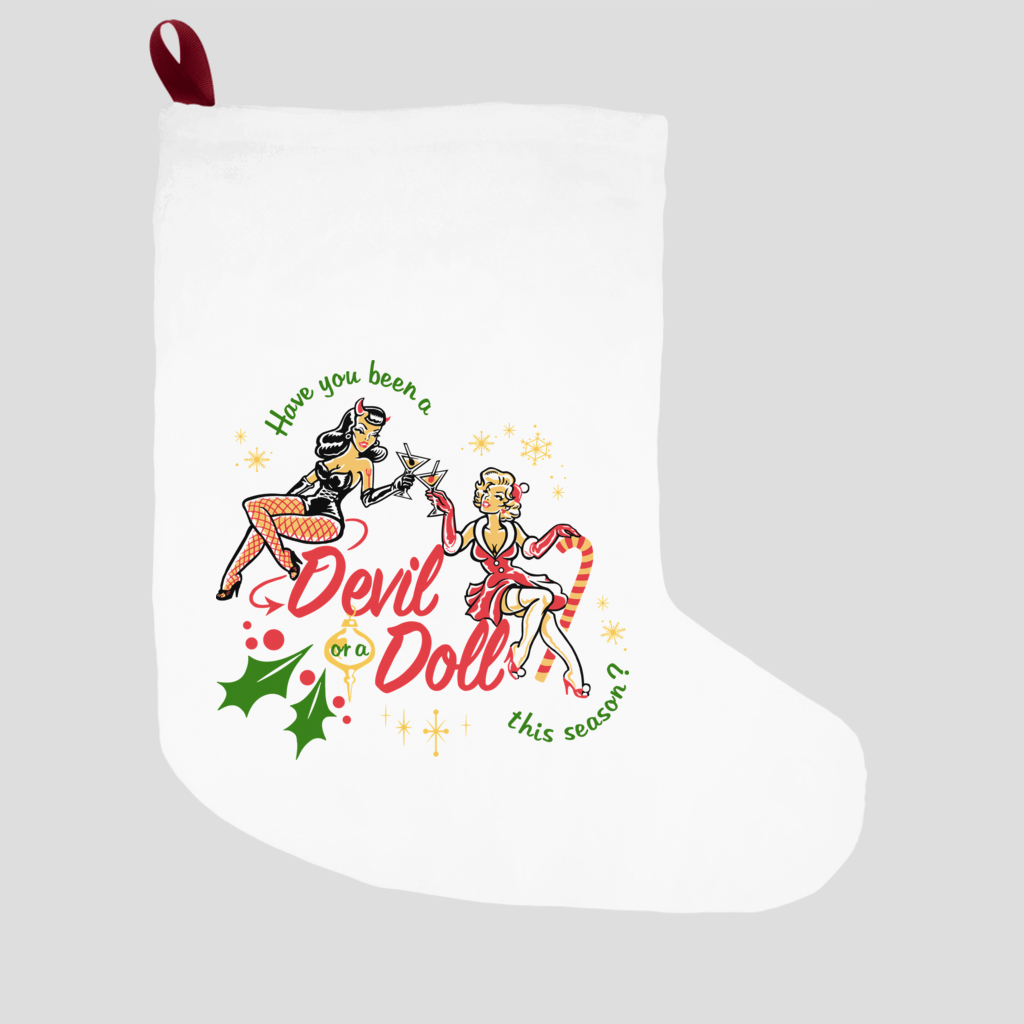 Christmas Pinup Stocking - white double-sided