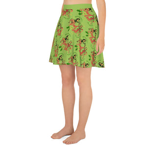Christmas Pinup Flowy Skirt - creature green