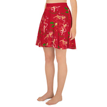 Load image into Gallery viewer, Christmas Pinup Flowy Skirt - lipstick red