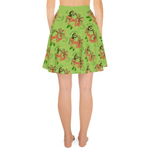 Load image into Gallery viewer, Christmas Pinup Flowy Skirt - creature green