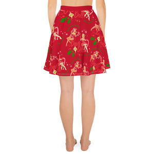 Christmas Pinup Flowy Skirt - lipstick red