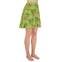 Load image into Gallery viewer, Christmas Pinup Flowy Skirt - creature green